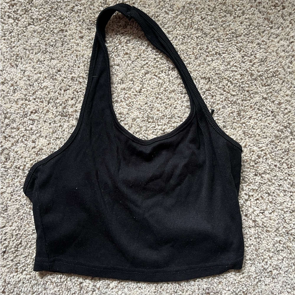 Black Ribbed Halter Top